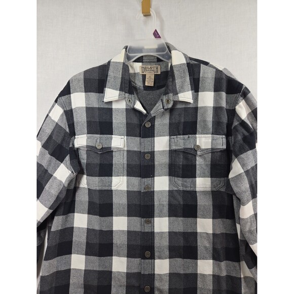 Duluth Trading Co Flapjack Fleece-Lined Shirt Jacket Black White Plaid Men's XL - Picture 2 of 12